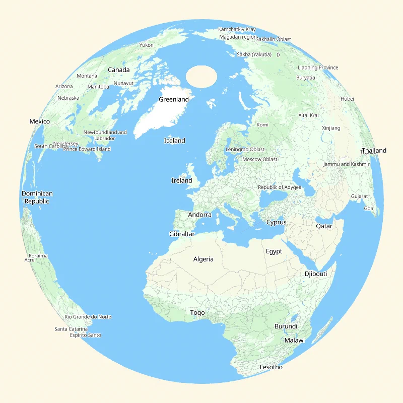 Globe projection centered on France